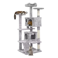 Arbre à chat multi-niveaux robuste en velours avec poteaux à gratter en sisal naturel, structure d'escalade en peluche pour grands chats d'intérieur