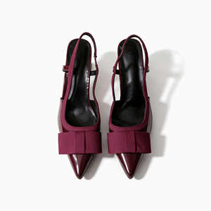 Scarpe da Donna con Tacco a Blocco e Punta Affusolata in Vernice Color Vino, con Fiocco, Personalizzabili OEM ODM, MOQ Basso, per Ufficio e Feste, Vendita all'Ingrosso - Product Image 5