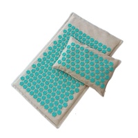 Ensemble de trois tapis de yoga et de massage en lin aiguilleté à motif palmier de coco, et tapis de sol
