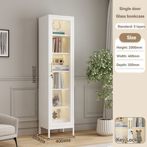 Libreria in acciaio multiuso portaoggetti in vetro singolo libreria adatta per l'home Office - Product Image 6