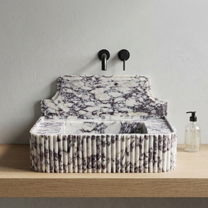 Custom <b>Small</b> Viola Wall Mounted Bathroom Vanity Natural Marble for Luxury Interiors Designer Project - Product Image 1