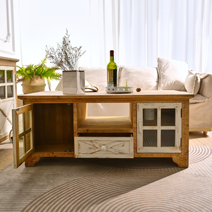 INNOVA Solid Wood Coffee <strong>Table</strong> <strong>with</strong> <strong>Storage</strong> Drawer Modern Home Accent <strong>Craft</strong> for Living Room Natural Style Furniture - Product Image 4