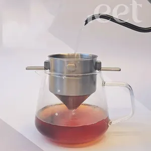 V60 Cafeteira manual de aço inoxidável filtro de café sem papel despeje sobre o gotejador de café doméstico portátil reutilizável