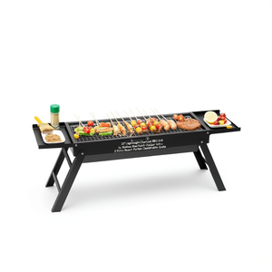 Barbecue au charbon de bois en acier inoxydable léger de 23 pouces, barbecue pliable pour pique-niques et fêtes sur la plage, grille amovible, noir - Product Image 1