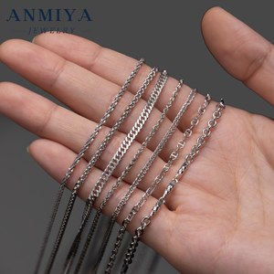 Anmiya 925 Sterling Bạc hip hop Chuỗi vòng cổ chiều dài khác nhau dày Cuba liên kết chuỗi trang sức nam làm phụ kiện thời trang - Product Image 1