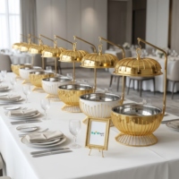 FANITF Chauffe-plat en acier inoxydable avec couvercle suspendu 8L, chauffage continu à l'alcool, options multicolores pour banquets hôteliers