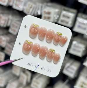 Luxus Falsche Nägel Geschenk verpackung Box Französisch Acryl Nagels pitzen <span class=keywords><strong>Bling</strong></span> Long Coffin Ballet Square Drücken Sie auf die Nägel - Product Image 2