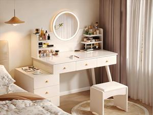 Bàn trang điểm đa năng hiện đại phong cách Trung Hoa đơn giản với gương có đèn cho phòng khách, phòng ngủ, nhà ở - Product Image 2