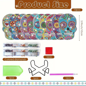 Set <span class=keywords><strong>da</strong></span> 10 pezzi sottobicchieri vibranti con motivo a diamante, sottobicchieri in legno scintillante fai <span class=keywords><strong>da</strong></span> te con supporto in metallo nero - Product Image 2