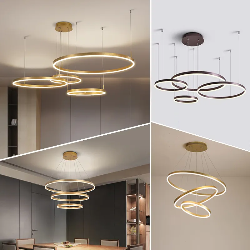 OKELI Hot Sale Indoor Living Room Dining Room Decoration Rings Pendant Light Modern LED Circle Chandelier