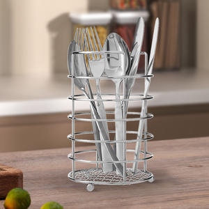 Vente chaude en acier inoxydable porte-ustensiles de cuisine fil métallique Chrome rond <span class=keywords><strong>couverts</strong></span> Caddy organisateur - Product Image 2