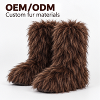 Bottes d'hiver chaudes en fourrure à poils longs, antidérapantes, à semelle plate, pour femme, idéales pour l'extérieur et la mode.