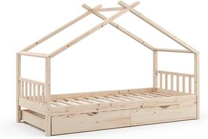 <span class=keywords><strong>Letto</strong></span> a Piattaforma Moderno in Legno di Pino Massiccio <span class=keywords><strong>180x200</strong></span> cm, <span class=keywords><strong>Struttura</strong></span> <span class=keywords><strong>Letto</strong></span> <span class=keywords><strong>Matrimoniale</strong></span> Resistente per Uso Domestico con <span class=keywords><strong>Letto</strong></span> Extra - Product Image 2