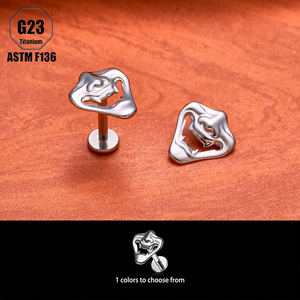 Piercing de lèvre en titane ASTM F136 G23, style <span class=keywords><strong>bouche</strong></span> de démon, fileté intérieurement, pour cartilage, bijou de piercing corporel - Product Image 2