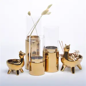 Royal Electroplate Home Decoration Piece Fancy Candle Holder Sets Unique Candlestick Stand