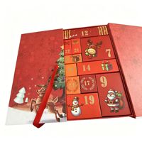 Calendrier de l'Avent de Noël : Coffret Cadeau en Papier Couché, Boîtes Mystères à 24 Portes, Ensemble de Bonbons et Chocolats pour la Veille de Noël