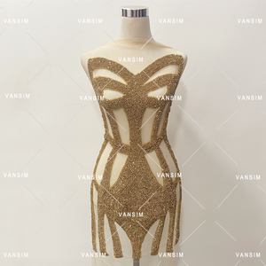 Applique de corsage en strass scintillant, patch en cristal perlé pour robe de mariée, robe de demoiselle d'honneur, robe de soirée - Product Image 4