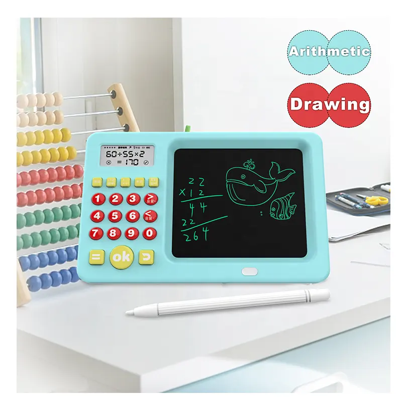 Samtoy tablet para escrita lcd, tablet e matemática de bolso inteligente 2 em 1, brinquedo máquina de aprendizagem, calculação rápida, brinquedos de matemática para presente infantil
