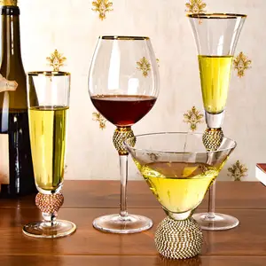 Ausgefallene Cocktail gläser kreatives weiß-goldenes Cocktail glas mit Strass