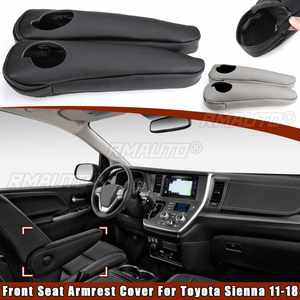 2 Fundas de Cuero Sintético para Reposabrazos de Asiento Delantero para Toyota Sienna 2011 2012 2013 2014 2015 2016 2017 2018 Negro Gris - Product Image 1