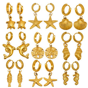 YWXS mode plage marine océan série <span class=keywords><strong>langman</strong></span> série étoile de mer conque dauphin crabe tortue pendentif boucles d'oreilles pour les femmes en gros - Product Image 2