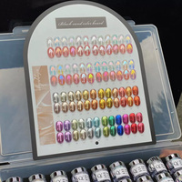 Lot de 48 couleurs de poudre à ongles magique haute brillance effet chrome miroir, poudre dorée métallique, poudre effet lune et aurore, en vrac avec présentoir