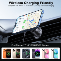 Support de chargeur de voiture sans fil rapide Qi2.2 25W avec rotation à 360 degrés et lumière ambiante RVB colorée pour iPhone 17 Pro Max
