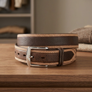 Ceinture en cuir de vachette de haute qualité pour homme BS INTERNATIONAL, boucle carrée confortable, design personnalisé imprimé, non visible, unisexe, en acier - Product Image 1