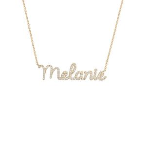 Collier avec lettres en zircon pavé QIUHAN, bijoux en or vermeil, collier personnalisé avec nom - Product Image 2