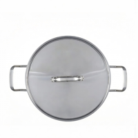 Olla de Acero Inoxidable de Gran Capacidad de 26 CM y 3.6 L con Tapa de Vidrio, Apta para Inducción y Lavavajillas