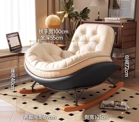 Fauteuil à Bascule de Salon Rembourré Confortable avec Repose-Pieds, Coussin Moelleux et Pouf pour le Salon