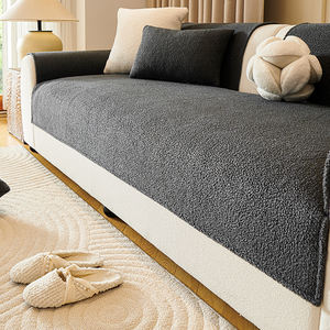 Coussin <span class=keywords><strong>de</strong></span> <span class=keywords><strong>canapé</strong></span> en velours bouclé ignifuge léger Style crème français doux antidérapant adapté à toutes les saisons - Product Image 5