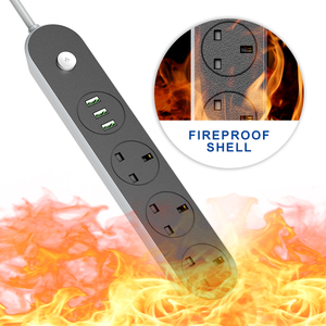 Ổ Cắm Điện Tiêu Chuẩn Anh Mới 2023 3 Ổ Cắm 3 Cổng <span class=keywords><strong>USB</strong></span> Có Công Tắc Dải Nguồn Màu Đen Tại Nhà Văn Phòng - Product Image 2