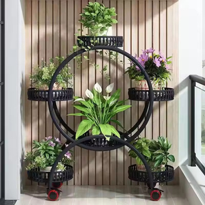 Support à fleurs circulaire multi-niveaux mobile, <span class=keywords><strong>en</strong></span> <span class=keywords><strong>métal</strong></span> résistant à la rouille, avec roulettes, trou <span class=keywords><strong>de</strong></span> drainage, écologique, pour la <span class=keywords><strong>décoration</strong></span> du <span class=keywords><strong>jardin</strong></span> et du balcon - Product Image 5