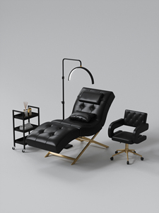 Lit de beauté à cadre doré pour salon, massage facial, utilisation par les techniciennes en extension de cils - Product Image 6