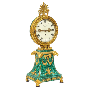 Horloge de bureau en malachite métal plaqué or cristal bois pour la décoration intérieure récompenses cadeaux de bienvenue moderne élégant - Product Image 1