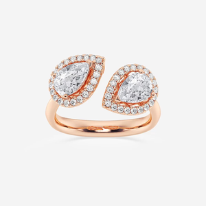 แหวนหมั้นเพชรทรงลูกแพร์และทรงกลม น้ำหนักรวม 1 3/4 กะรัต ผลิตในห้องปฏิบัติการ ตัวเรือนทอง 14K 18K แหวนแต่งงานสำหรับผู้หญิง เครื่องประดับชั้นดี - Product Image 3