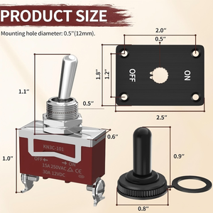 KN3C-101 Rocker 2 vị trí chuyển đổi chuyển <span class=keywords><strong>30A</strong></span> 12V DC 15A 250V AC SPST 2pin không thấm nước chuyển đổi - Product Image 2
