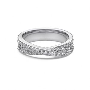 Dylam Stylish Fine Jewelry 925 Sterling <b>Silver</b> Rhodium Plated <b>Eternity</b> Band 5A Zirconia Interlock Geometric Women Jewelry <b>Rings</b> - Product Image 1