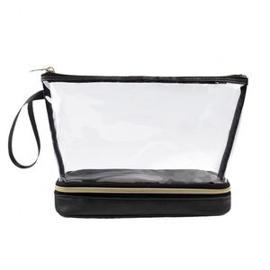 Trousse de Toilette Transparente Grande Capacité à Deux Couches pour Pinceaux de Maquillage, Imperméable, avec Fermeture Éclair, Idéale pour les Voyages - Product Image 5