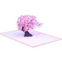 Carte de vœux en papier fait main avec vernis brillant 3D motif fleur de cerisier, carte d'invitation d'amour, carte de bienvenue pour la Saint-Valentin, pour la mariée