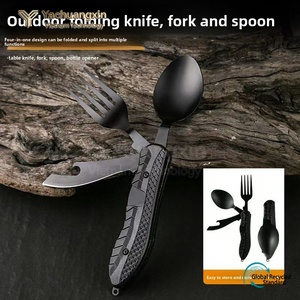 Ensemble de couverts de camping en acier inoxydable pour 2 personnes, pour pique-nique en plein air, cuisine moderne, vaisselle écologique, couteau, fourchette, cuillère - Product Image 5