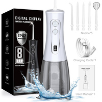 400ML Tragbarer Wasserflosser mit Abnehmbarem Tank, USB-Aufladung, 8 Modi, IPX7 Wasserdicht, Zahnreiniger für Zahnfleisch und Zähne, Reise und Täglichen Gebrauch