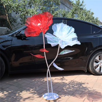 Grote 50cm zijden organza kunstbloem display gigantische tule bloemhoofd voor bruiloft feest podiumdecoratie