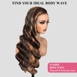 <span class=keywords><strong>4</strong></span>/27 #   Парик из натуральных волос Highlight Body Wave без клея, 7x6, с отбеленными узелками, кружевная передняя часть, свободная линия разделения, универсальная укладка - Product Image 2