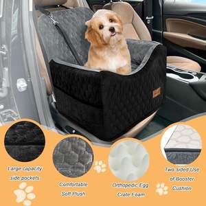 Asiento elevador para perros pequeños OEM, cama lavable para coche para mascotas, 35 libras, patrón sólido negro/gris, características de seguridad, bolsillos de almacenamiento extraíbles - Product Image 3