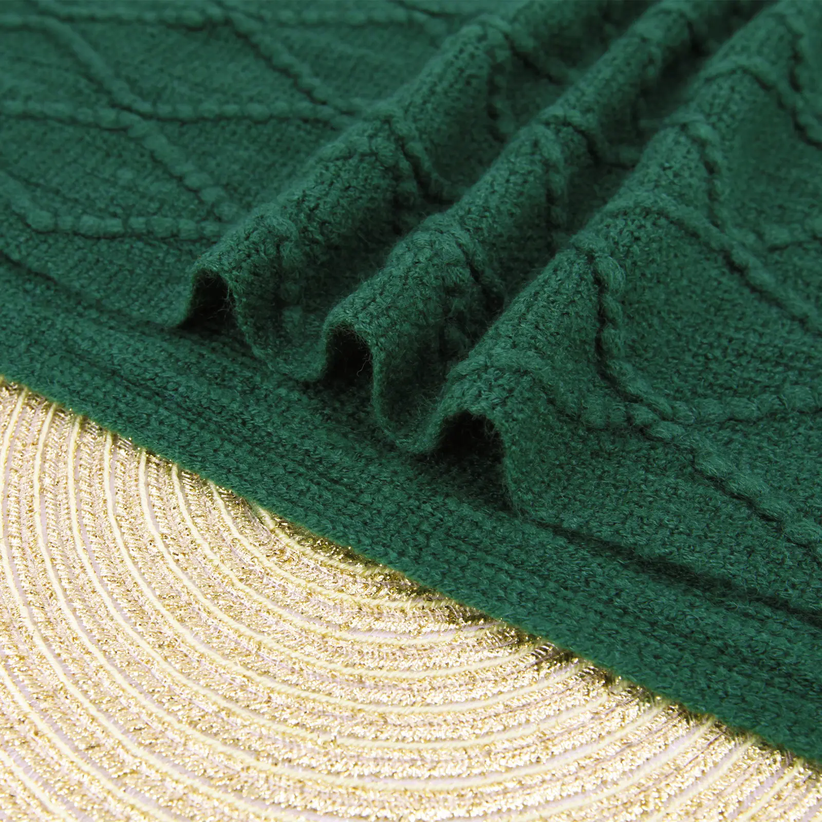 Toptan lüks yeşil akrilik çözgü örme çekyat kanepe dekoratif atmak battaniyesi