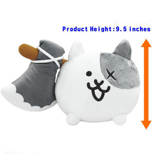 Yingii Cuddly 9 pulgadas suave dibujos animados redondo batalla gato juguete con felpa marrón mango hacha Prop regalos de cumpleaños gato gris Animal de peluche - Product Image 3