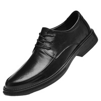 Chaussures basses pour hommes en cuir véritable, décontractées et élégantes, respirantes, antidérapantes, à lacets, noires, pour le printemps et l'hiver, idéales pour les mariages