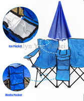 Chaises de camp de plage pliantes et inclinables à double siège portable pour l'extérieur Chaise double pour balcon de parc de plage avec parapluie